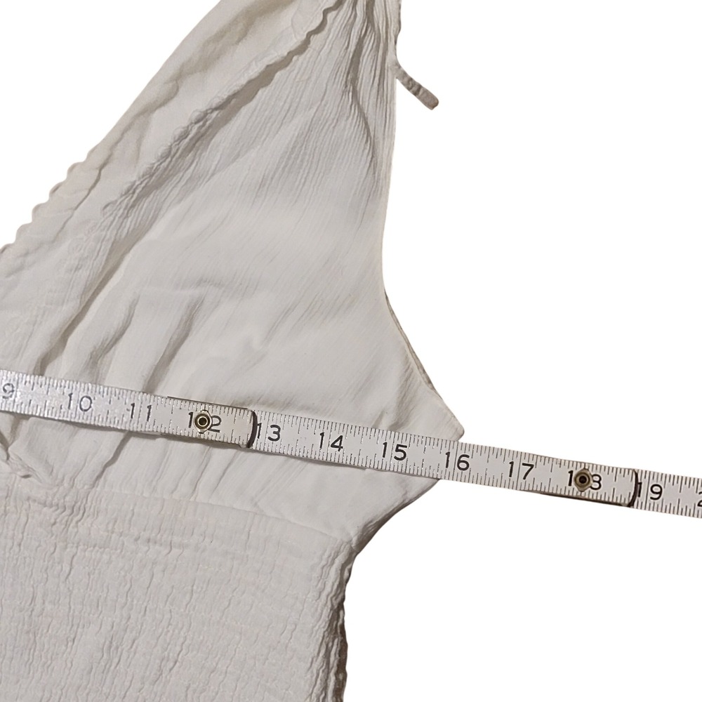 Maeve White Smocked Gauzy Empire Waist Tie Strap Sundress Midi Sz Sm - Picture 5 of 9